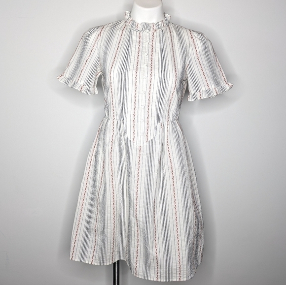 A Loves A Dresses & Skirts - Anthro A Loves A White Pink Embroidered Floral A Line Dress XS